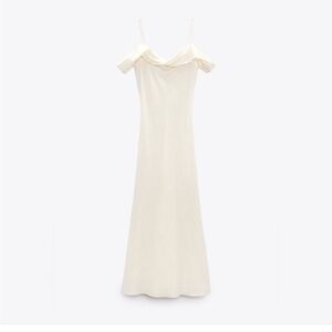 Zara Cream Strapless Midi Dress